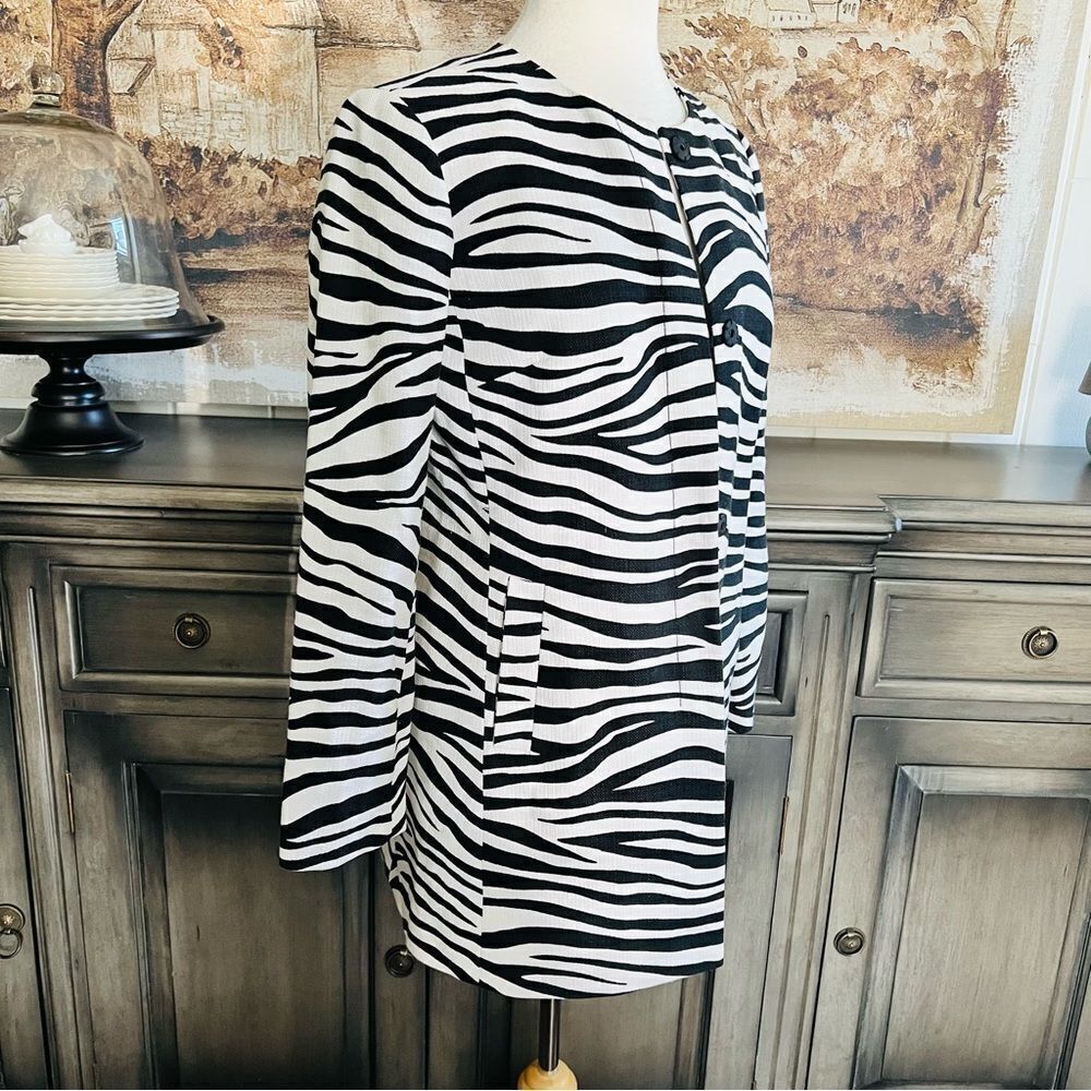 Talbots Zebra Animal Print Collarless Blazer Size M